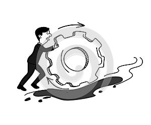 Business man woth cogwheel cartoon illustartion photo
