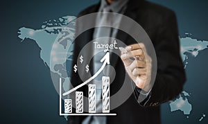 Business man writing concept of business process improve