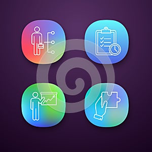 Business management app icons set