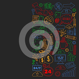 Business and management background. Pattern with finance icons. Conceptual illustration of projects organization, risk