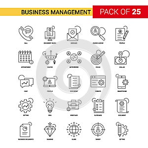 Business Management Black Line Icon - 25 Business Outline Icon S