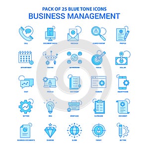 Business Management Blue Tone Icon Pack - 25 Icon Sets