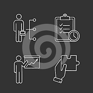 Business management chalk icons set