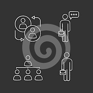 Business management chalk icons set