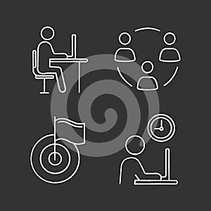 Business management chalk icons set