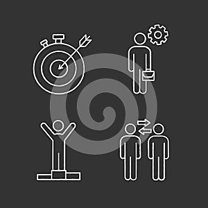 Business management chalk icons set