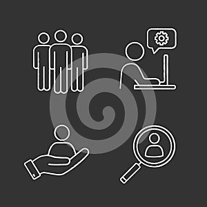 Business management chalk icons set