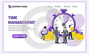 Business management concept, Money saving, Time is money, Save time with Characters. Time management planning. Can use for banner