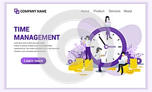 Business management concept, Money saving, Time is money, Save time with Characters. Time management planning. Can use for banner