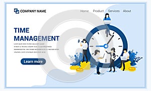 Business management concept, Money saving, Time is money, Save time with Characters. Time management planning. Can use for banner