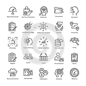 Business Management and Growth Vector Line Icons 32
