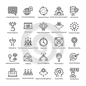 Business Management and Growth Vector Line Icons 50