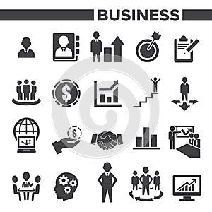 Business, Management and Human Resource Icons Set Illustration