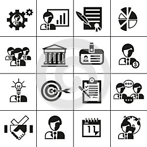 Business management icons black