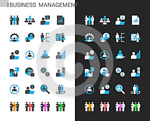 Business management icons light and dark theme