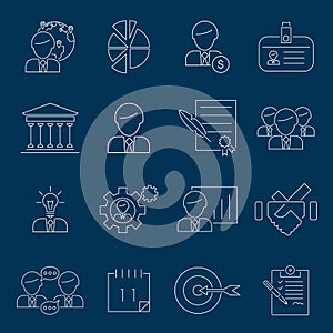 Business management icons outline