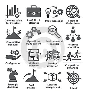 Business management icons. Pack 15.