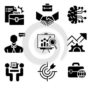 Business and management icons set