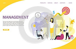 Business management landing page website vector template