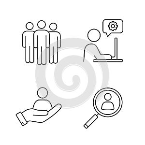 Business management linear icons set