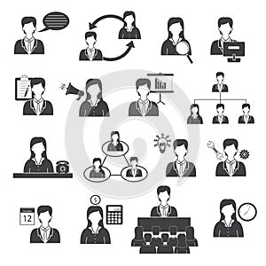 Business Management and Organization Icons Set