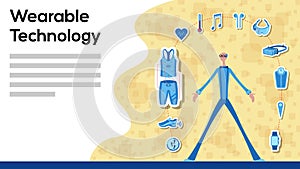 Business manager working for wearable technology with icons