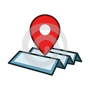 Business Map With Red Pointer. Business Icon Illustration