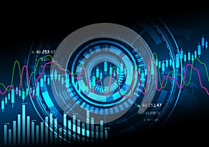 Business marketing financial investment graph background image based on the up and down trend of the economy photo