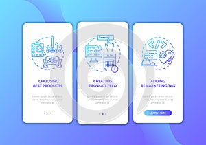 Business marketing onboarding mobile app page screen with concepts