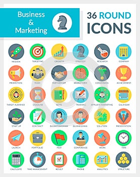 Business and Marketing Round Icons