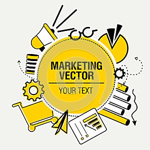 Business marketing vector illustration with your text in yellow tones