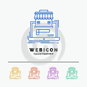 business, marketplace, organization, data, online market 5 Color Line Web Icon Template isolated on white. Vector illustration