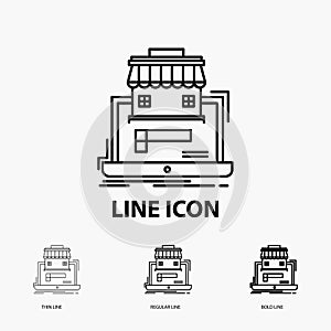 business, marketplace, organization, data, online market Icon in Thin, Regular and Bold Line Style. Vector illustration
