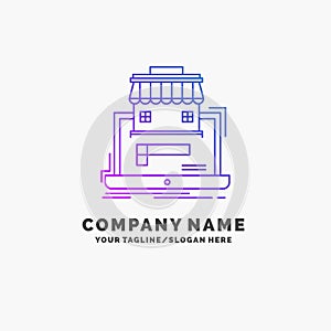 business, marketplace, organization, data, online market Purple Business Logo Template. Place for Tagline