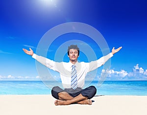 Business Meditation Beach Refreshment Concept photo