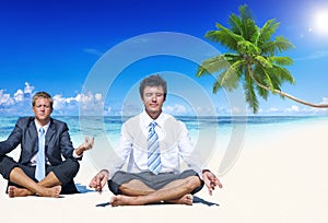 Business Meditation Summer Leisure Beach Concept