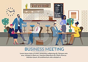 Business Meeting Advertising Flat Poster with Text