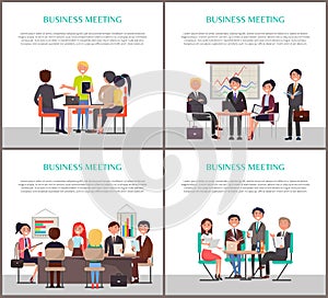 Business Meeting Banners with People around Table