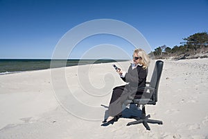 Business meeting on beach