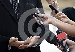 Business meeting conference journalism microphones