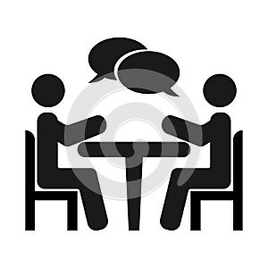 Business meeting, discussion. Teamwork activity. People around the table. Vector illustration