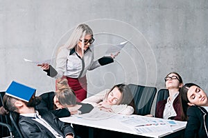 Business meeting failure overworking stress sleep
