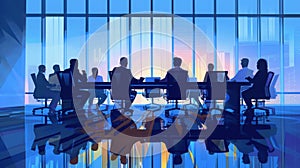 Business Meeting With Group Seated Around Conference Table