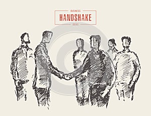 Business meeting handshake man sketch drawn vector