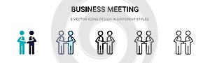 Business meeting icon in filled, thin line, outline and stroke style. Vector illustration of two colored and black business
