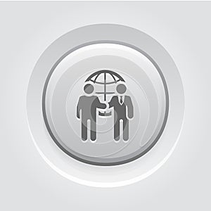 Business Meeting Icon. Grey Button Design