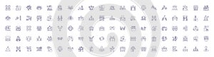 Business meeting line icons signs set. Design collection of Huddle, Negotiation, Conference, Agenda, Strategy photo