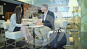 A business meeting man and woman