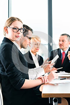 Business - meeting in office, people working with document