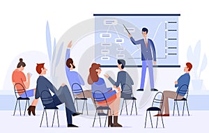 Business meeting, people conference flat vector illustration
